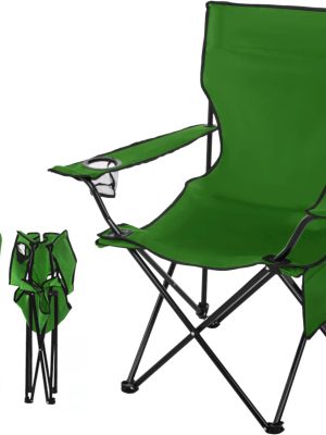 Upgrade Large Camping Chairs,Folding Camping Chair Outdoor Portable Chair Foldable Lawn Chair Support 300lbs,Outdoor Camp Chair with Cup Holder&Side Bag for Fishing Outside Sports(A-large Green)
