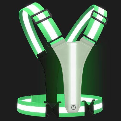 Reflective Vest Running Gear, 5 Colors Lights Up Running Vest Rechargeable for Night Walking Running Cycling Jogging, Adjustable Size for Men Women Kids